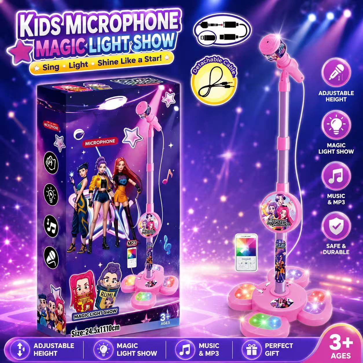 Audio Music Maker - Microphone de karaoké avec support, machine